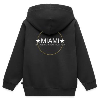 Citation de Miami - Sweat Premium à capuche zippé enfant bio - noir - Dos - AI Model Kid Male (0cm)