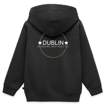 Dicton de Dublin - Sweat Premium à capuche zippé enfant bio - noir - Dos - AI Model Kid Male (0cm)