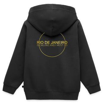 Citation de Rio de Janeiro - Sweat Premium à capuche zippé enfant bio - noir - Dos - AI Model Kid Male (0cm)