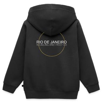 Citation de Rio de Janeiro - Sweat Premium à capuche zippé enfant bio - noir - Dos - AI Model Kid Male (0cm)