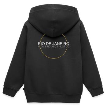 Citation de Rio de Janeiro - Sweat Premium à capuche zippé enfant bio - noir - Dos - AI Model Kid Male (0cm)