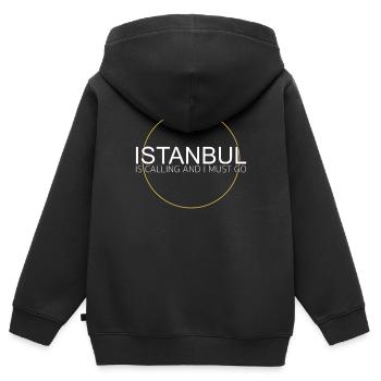 Istanbul appelle - Sweat Premium à capuche zippé enfant bio - noir - Dos - AI Model Kid Male (0cm)