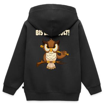 Bis Einer Eult Lustiger Spruch - Kinder Premium Organic Zip Hoodie - Schwarz - Hinten - AI Model Kid Male (0cm)