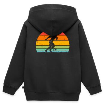 Retro Soccer Sunset Soccer Player - Kinder Premium Organic Zip Hoodie - Schwarz - Hinten - AI Model Kid Male (0cm)