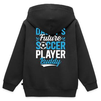Soccer - Daddy's Future Soccer Player Buddy - Socc - Kinder Premium Organic Zip Hoodie - Schwarz - Hinten - AI Model Kid Male (0cm)