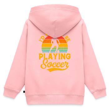 Soccer Lover - I'd Rather Be Playing Soccer - Kinder Premium Organic Zip Hoodie - Rosa - Hinten - AI Model Kid Female (0cm)