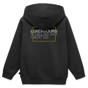Décision luxembourgeoise - Sweat Premium à capuche zippé enfant bio - noir - Dos - AI Model Kid Male (0cm)