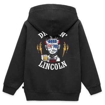 Drinkin' Like Lincoln 4 juillet Drink Independence - Sweat Premium à capuche zippé enfant bio - noir - Dos - AI Model Kid Male (0cm)