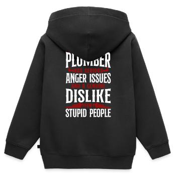 Plumbing Plumber Vintage This - Kinder Premium Organic Zip Hoodie - Schwarz - Hinten - AI Model Kid Male (0cm)