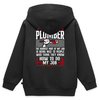 Plombier Plombier Plombier Vintage Plombier - Sweat Premium à capuche zippé enfant bio - noir - Dos - AI Model Kid Male (0cm)
