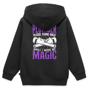 Plombier Plombier Plombier Vintage Plombier - Sweat Premium à capuche zippé enfant bio - noir - Dos - AI Model Kid Male (0cm)