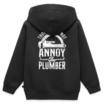 Plomberie Plombier Christian Vintage - Sweat Premium à capuche zippé enfant bio - noir - Dos - AI Model Kid Male (0cm)