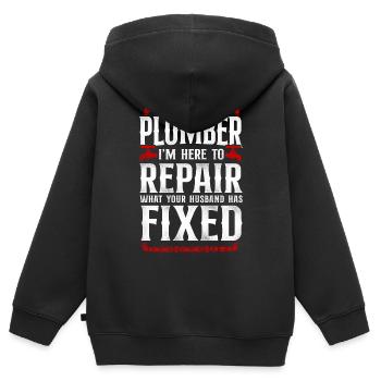 Plombier Plombier Plombier Vintage Plombier - Sweat Premium à capuche zippé enfant bio - noir - Dos - AI Model Kid Male (0cm)