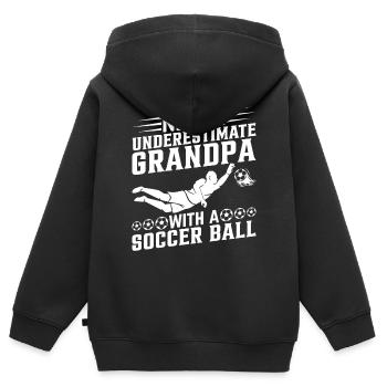 Never Underestimate Grandpa With A Soccer Ball - S - Kinder Premium Organic Zip Hoodie - Schwarz - Hinten - AI Model Kid Male (0cm)
