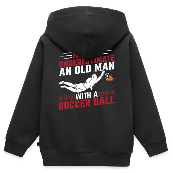 Soccer Player Grandpa Soccer Lover - Soccer Grandp - Kinder Premium Organic Zip Hoodie - Schwarz - Hinten - AI Model Kid Male (0cm)