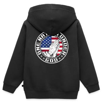 Eine Nation Unter Gott Gebet Zum - Kinder Premium Organic Zip Hoodie - Schwarz - Hinten - AI Model Kid Male (0cm)