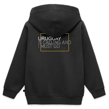 Uruguay Dicton - Sweat Premium à capuche zippé enfant bio - noir - Dos - AI Model Kid Male (0cm)