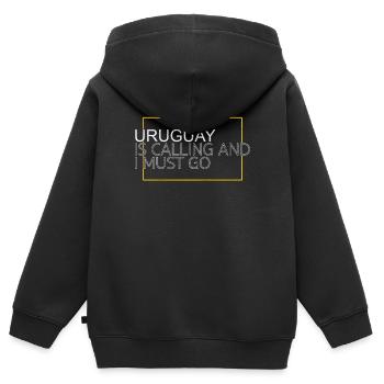 Uruguay Dicton - Sweat Premium à capuche zippé enfant bio - noir - Dos - AI Model Kid Male (0cm)