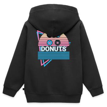 Donuts Retro Donut - Sweat Premium à capuche zippé enfant bio - noir - Dos - AI Model Kid Male (0cm)