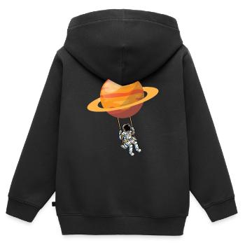 Astronaut Schaukel Planet Weltraum - Kinder Premium Organic Zip Hoodie - Schwarz - Hinten - AI Model Kid Male (0cm)