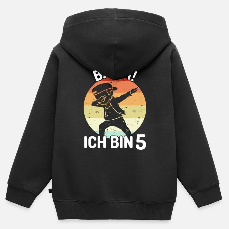 Bääm! Ich bin 5 - Kinder Premium Organic Zip Hoodie - Schwarz