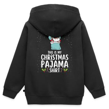 Pyjama de Noël Pyjama Chemise de nuit - Sweat Premium à capuche zippé enfant bio - noir - Dos - AI Model Kid Male (0cm)