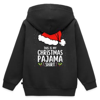 Pyjama de Noël Pyjama Chemise de nuit - Sweat Premium à capuche zippé enfant bio - noir - Dos - AI Model Kid Male (0cm)