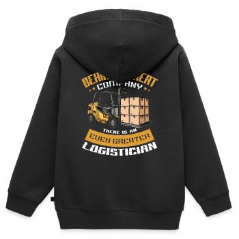 Logistiker Beruf Sendungsverfolgung Lieferung - Kinder Premium Organic Zip Hoodie - Schwarz - Hinten - AI Model Kid Male (0cm)