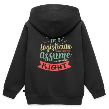 Logistiker Beruf Sendungsverfolgung Lieferung - Kinder Premium Organic Zip Hoodie - Schwarz - Hinten - AI Model Kid Male (0cm)