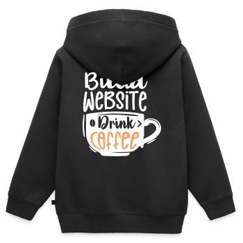 Créer un site Web Coffee Drinking Lover Job - Sweat Premium à capuche zippé enfant bio - noir - Dos - AI Model Kid Male (0cm)