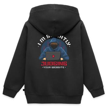 Je juge votre développeur web de site web facilement - Sweat Premium à capuche zippé enfant bio - noir - Dos - AI Model Kid Male (0cm)