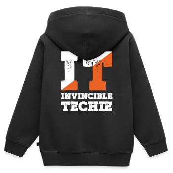 Invincible Techie Computer Programmer Tech - Kids Premium Organic Zip-up Hoodie - black - Back - AI Model Kid Male (0cm)