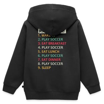 Soccer My Perfect Day Soccer Player Soccer - Kinder Premium Organic Zip Hoodie - Schwarz - Hinten - AI Model Kid Male (0cm)