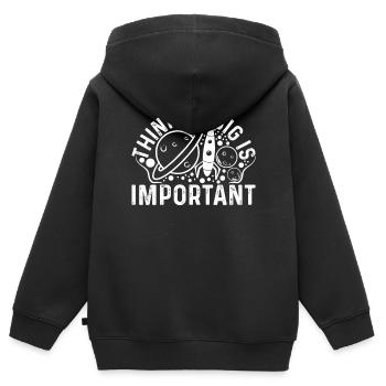 Space Travel Planets - Spaceship Space Rocket - Kinder Premium Organic Zip Hoodie - Schwarz - Hinten - AI Model Kid Male (0cm)