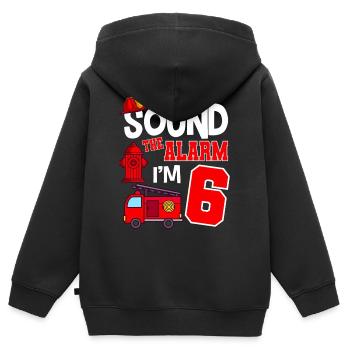 Sound The Alarm 6 years 6th birthday fire brigade - Kids Premium Organic Zip-up Hoodie - black - Back - AI Model Kid Male (0cm)