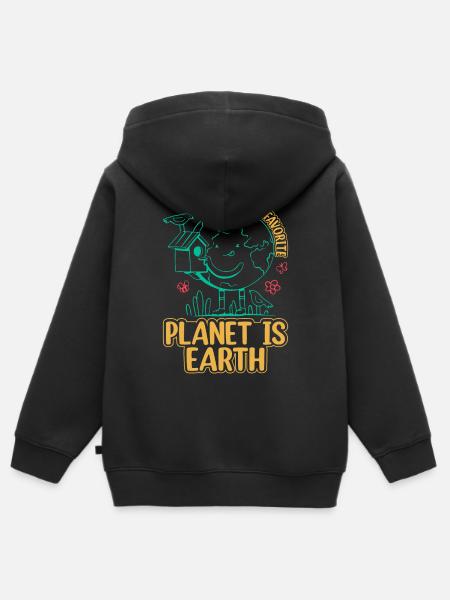 Min favorittplanet er jorden - solsystemplaneter - Hettegenser Premium med glidelås barn økologisk - svart