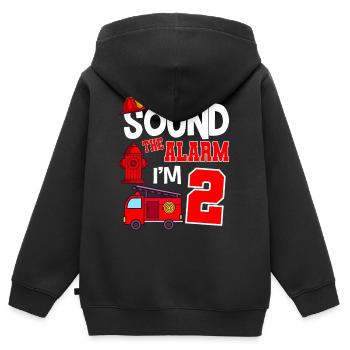 Sound The Alarm 2 years 2nd birthday fire brigade - Kids Premium Organic Zip-up Hoodie - black - Back - AI Model Kid Male (0cm)