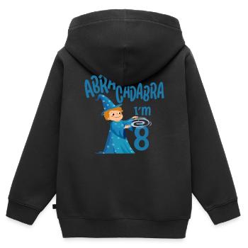 Magicien Anniversaire Garçon 8 ans à 8 ans Cadeau - Sweat Premium à capuche zippé enfant bio - noir - Dos - AI Model Kid Male (0cm)