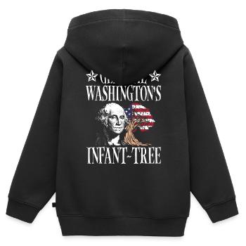 General Washingtons Säuglingsbaum 4. Juli - Kinder Premium Organic Zip Hoodie - Schwarz - Hinten - AI Model Kid Male (0cm)
