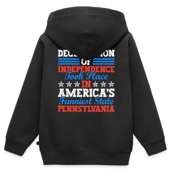 Déclaration d’indépendance en Pennsylvanie 4 juillet - Sweat Premium à capuche zippé enfant bio - noir - Dos - AI Model Kid Male (0cm)