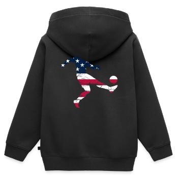 Soccer Player Silhouette American Flag Soccer Play - Kinder Premium Organic Zip Hoodie - Schwarz - Hinten - AI Model Kid Male (0cm)