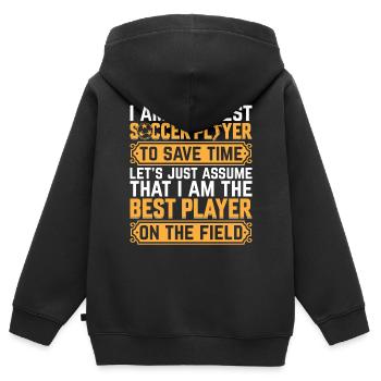 I Am The Best Soccer Player On The Field - Soccer - Kinder Premium Organic Zip Hoodie - Schwarz - Hinten - AI Model Kid Male (0cm)