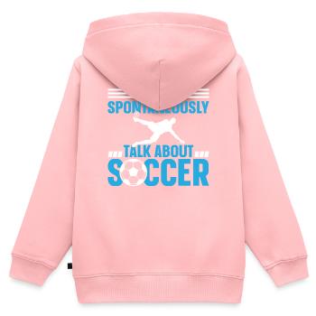 Soccer - I May Spontaneously Talk About Soccer - Kinder Premium Organic Zip Hoodie - Rosa - Hinten - AI Model Kid Female (0cm)