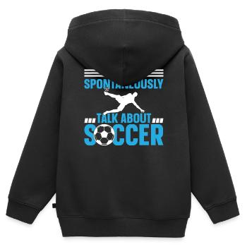 Soccer - I May Spontaneously Talk About Soccer - Kinder Premium Organic Zip Hoodie - Schwarz - Hinten - AI Model Kid Male (0cm)