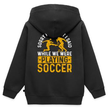Soccer Lover Playing Soccer Game - Funny Soccer - Kinder Premium Organic Zip Hoodie - Schwarz - Hinten - AI Model Kid Male (0cm)