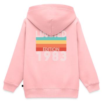 Limited Edition Retro 1983 - Kinder Premium Organic Zip Hoodie - Rosa - Hinten - AI Model Kid Female (0cm)