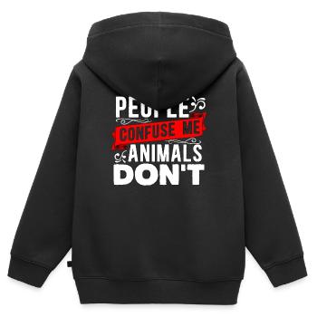 Animal Officer Les gens me confondent Officier des animaux - Sweat Premium à capuche zippé enfant bio - noir - Dos - AI Model Kid Male (0cm)