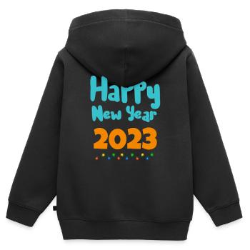 Frohes Neues Jahr, Frohes Neues Jahr, Frohes Neues Jahr - Kinder Premium Organic Zip Hoodie - Schwarz - Hinten - AI Model Kid Male (0cm)