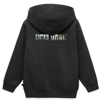New York - Sweat Premium à capuche zippé enfant bio - noir - Dos - AI Model Kid Male (0cm)