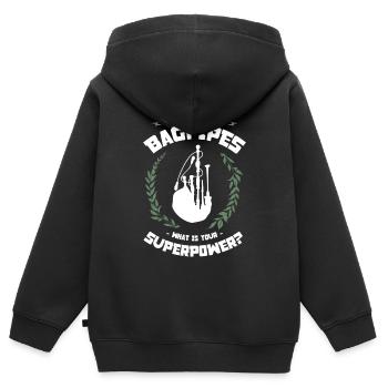 Ich Spiele Dudelsack, Was Dein Supermacht-musiker - Kinder Premium Organic Zip Hoodie - Schwarz - Hinten - AI Model Kid Male (0cm)